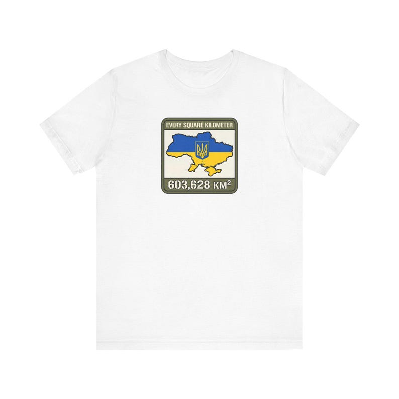 Elke vierkante kilometer Oekraïne T-shirt, 603.628 km vlag kaart T-shirt, Steun Oekraïne Krim is Oekraïense territoriale integriteit unisex shirt afbeelding 1