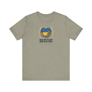 Blue and Yellow Runs in My Veins Shirt, Ukrainian Pride Tee, Folk Art Heart Flag Graphic, Stand With Ukraine Gift image 4