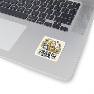 Babusia Raised Me Right Sticker, Ukrainian Grandma Decal, Petrykivka Folk Art Laptop Sticker, Diaspora Gift image 11