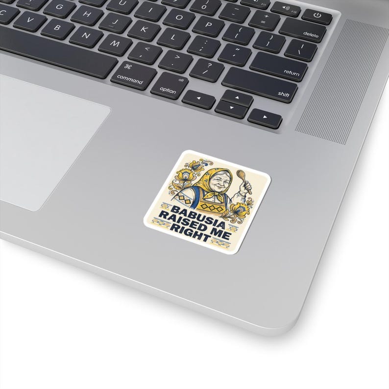Babusia Raised Me Right Sticker, Ukrainian Grandma Decal, Petrykivka Folk Art Laptop Sticker, Diaspora Gift image 11