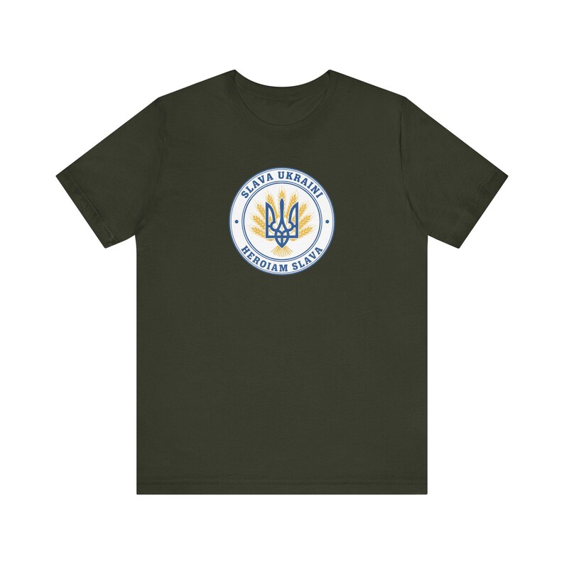 Slava Ukraini Tee | Ukrainian Trident Wheat Shirt | Heroiam Slava Tryzub Seal | Stand With Ukraine Gift image 2