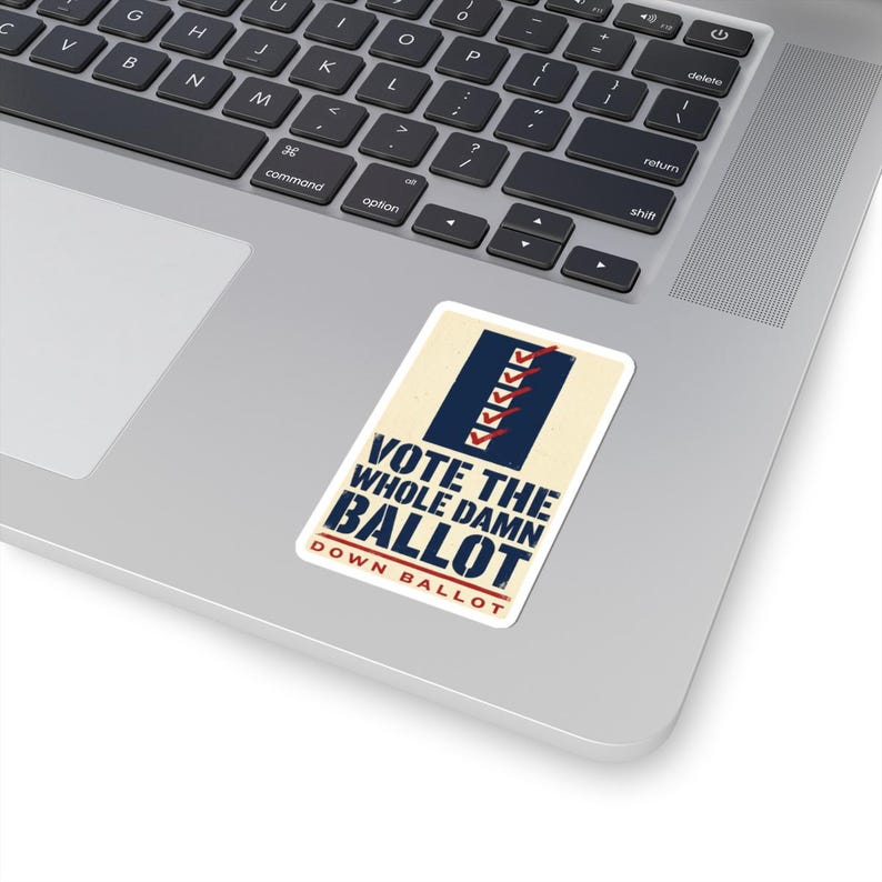 Vote The Whole Damn Ballot Sticker | Down Ballot Voting Decal | Local Election GOTV Vinyl Sticker image 2