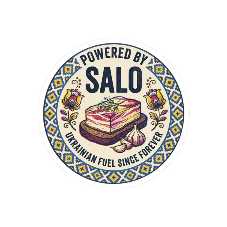 Powered by Salo Sticker, Funny Ukrainian Food Decal, Folk Art Laptop Sticker, Slavic Humor Diaspora Gift image 10
