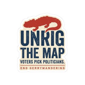 Unrig The Map Sticker | End Gerrymandering Decal | Fair Maps Voting Rights Vinyl Sticker image 1