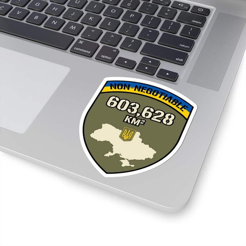 Non-Negotiable Ukraine Sticker, 603,628 KM Map Shield Decal, Stand With Ukraine Crimea is Ukraine Territorial Integrity Laptop Sticker image 5