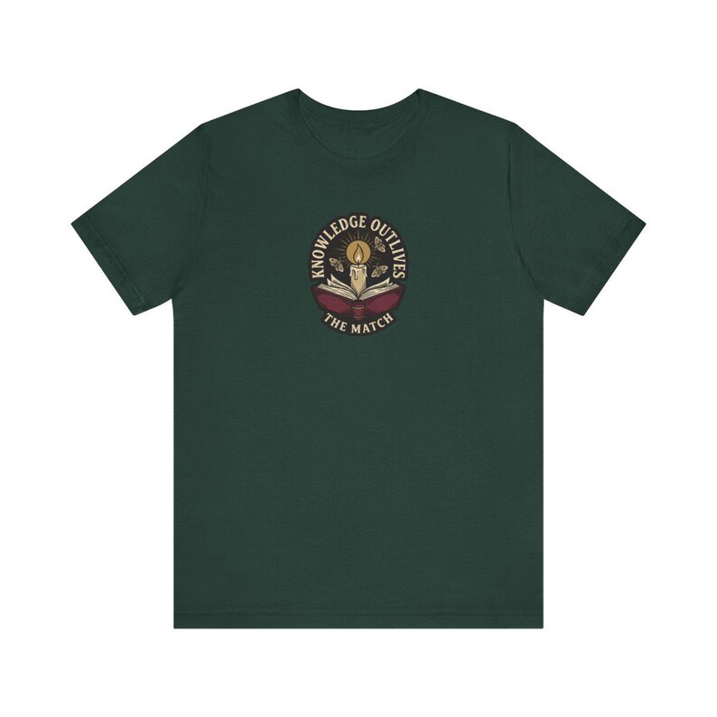 Knowledge Outlives the Match Tee | Dark Academia Book Candle T-Shirt | Banned Books Reader Gift Shirt image 4
