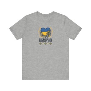 Blue and Yellow Runs in My Veins Shirt, Ukrainian Pride Tee, Folk Art Heart Flag Graphic, Stand With Ukraine Gift image 5
