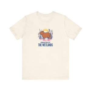 Protect The Wetlands Capybara Tee, Riso Conservation Graphic T-Shirt, Climate Activist Shirt, Wetland Nature Lover Gift image 3