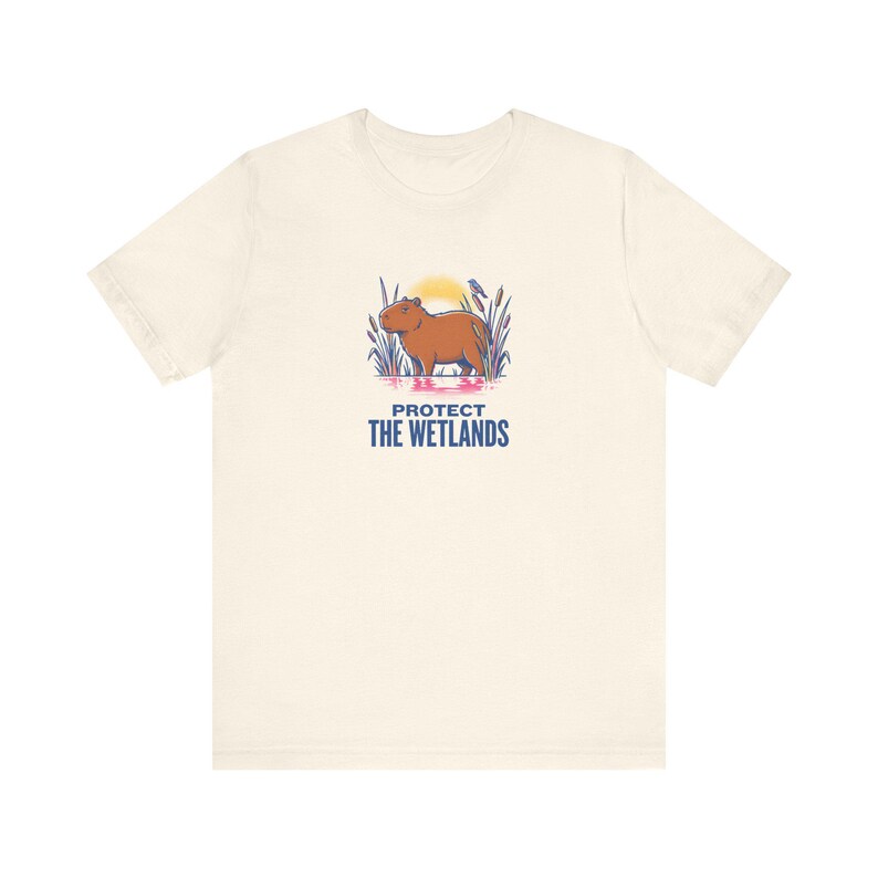 Protect The Wetlands Capybara Tee, Riso Conservation Graphic T-Shirt, Climate Activist Shirt, Wetland Nature Lover Gift image 3