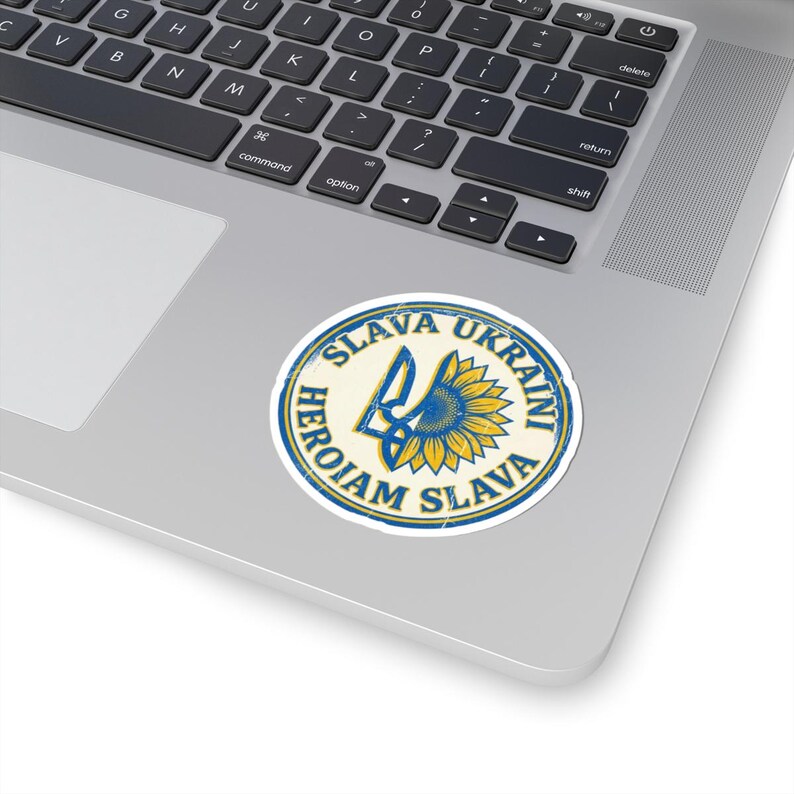 Slava Ukraini Sticker | Ukrainian Trident Sunflower Decal | Heroiam Slava Seal | Stand With Ukraine Gift image 2