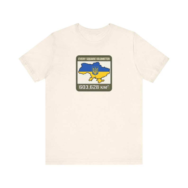 Elke vierkante kilometer Oekraïne T-shirt, 603.628 km vlag kaart T-shirt, Steun Oekraïne Krim is Oekraïense territoriale integriteit unisex shirt afbeelding 3