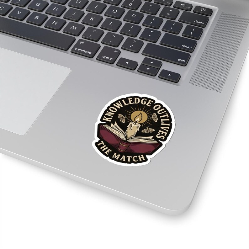 Knowledge Outlives The Match Sticker | Anti Book Burning Decal | Dark Academia Candle Book Art | Librarian Free Speech Gift image 2