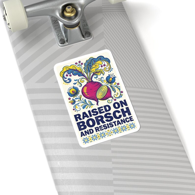 Raised on Borsch and Resistance Sticker, Ukrainian Beet Decal, Folk Art Laptop Sticker, Diaspora Gift image 6