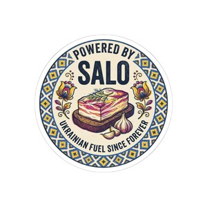 Powered by Salo Sticker, Funny Ukrainian Food Decal, Folk Art Laptop Sticker, Slavic Humor Diaspora Gift image 4