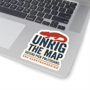 Unrig The Map Sticker | End Gerrymandering Decal | Fair Maps Voting Rights Vinyl Sticker image 5
