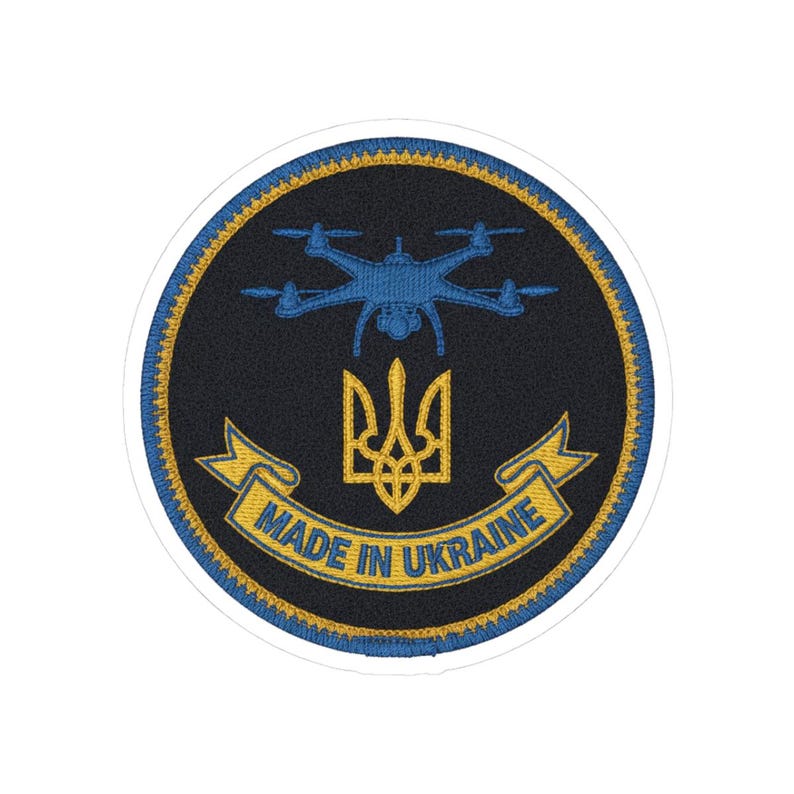 Ukraine FPV Drone Morale Patch Sticker | Ukrainian Trident Tryzub Decal | Made in Ukraine Military Gift image 1