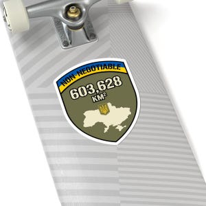 Non-Negotiable Ukraine Sticker, 603,628 KM Map Shield Decal, Stand With Ukraine Crimea is Ukraine Territorial Integrity Laptop Sticker image 8