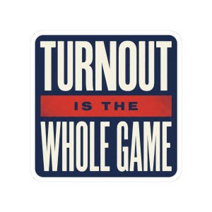 Turnout Is The Whole Game Sticker | Vote 2026 Midterms Decal | Get Out The Vote Organizer Gift image 1