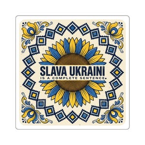 Aufkleber „Slava Ukraini ist ein vollständiger Satz“, Solidaritätsaufkleber Ukraine, Laptop-Aufkleber „Sonnenblume im Volkskunststil“ Bild 4