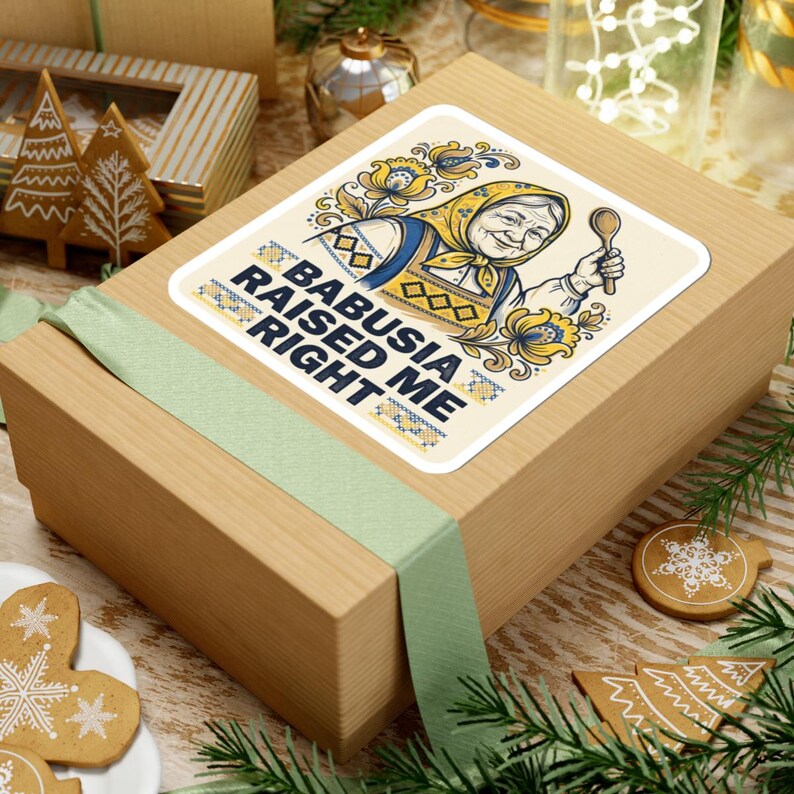 Babusia Raised Me Right Sticker, Ukrainian Grandma Decal, Petrykivka Folk Art Laptop Sticker, Diaspora Gift image 9