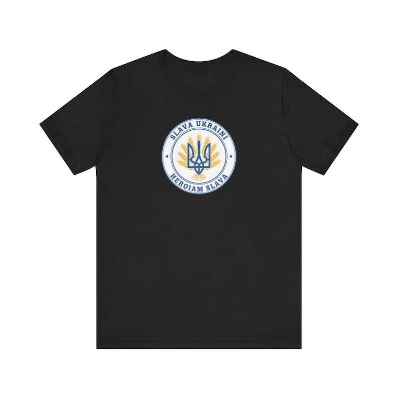 Slava Ukraini Tee | Ukrainian Trident Wheat Shirt | Heroiam Slava Tryzub Seal | Stand With Ukraine Gift image 1