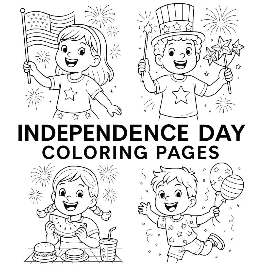 Independence Day Children Coloring Pages - Etsy