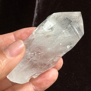Arkansas mostly clear quartz point with perfect point and key formation. self-mined.
