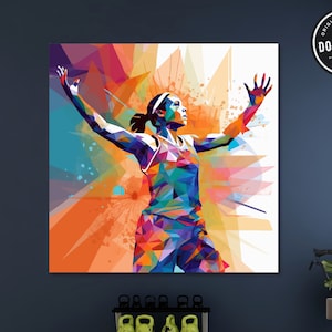Victory WNBA Wall Decor | Modern Motivational WNBA Wall Art | Abstract Basketball Wall Decor for Game Room Living Room Bar Restaurant