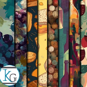 Printable, Inspired By Wine Patterns, Seamless, Tileable, Set 1, Format JPG 2K Resolution, 8 Patterns.