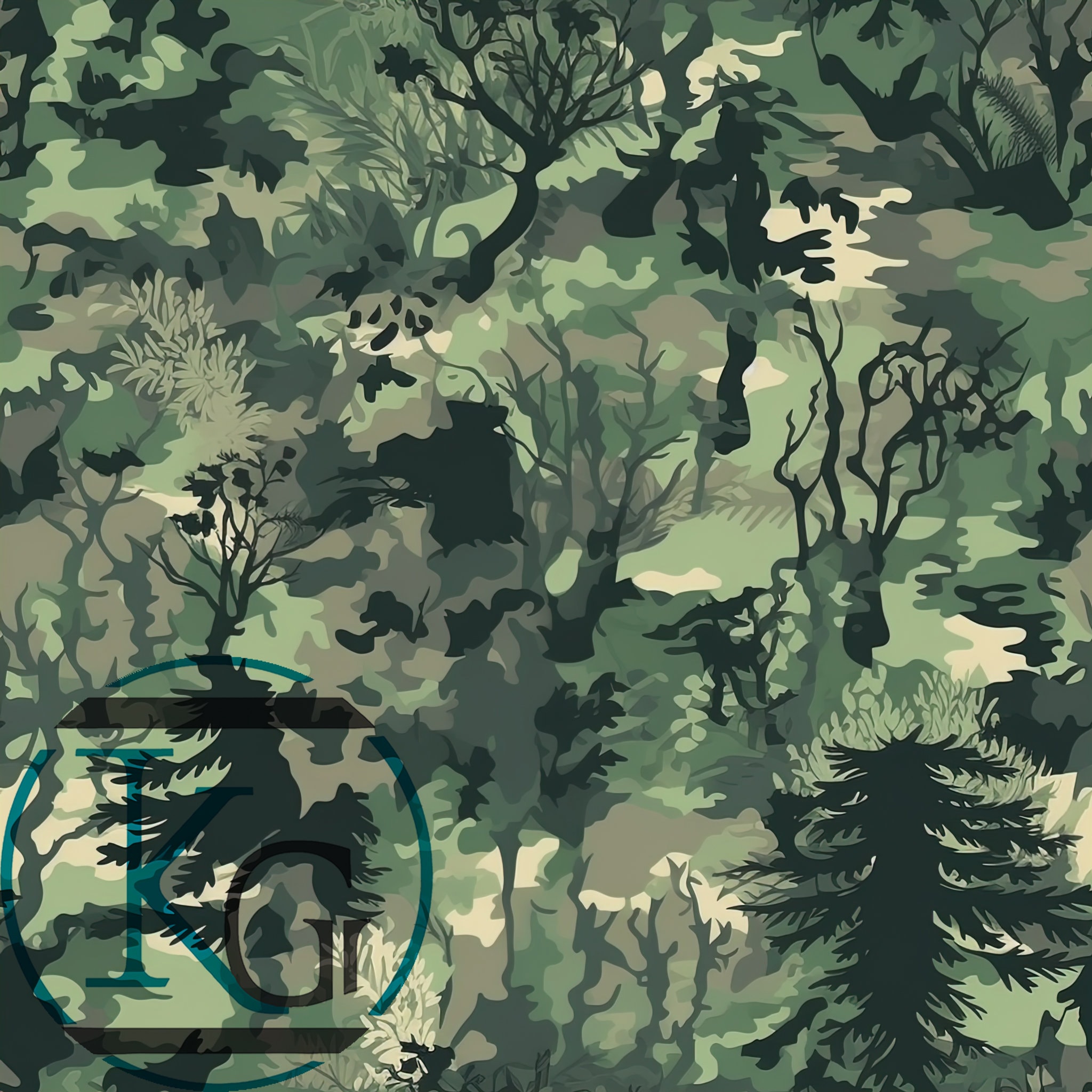 Green Camo Designs, Seamless, Tileable, Set 1, Format JPG 2K