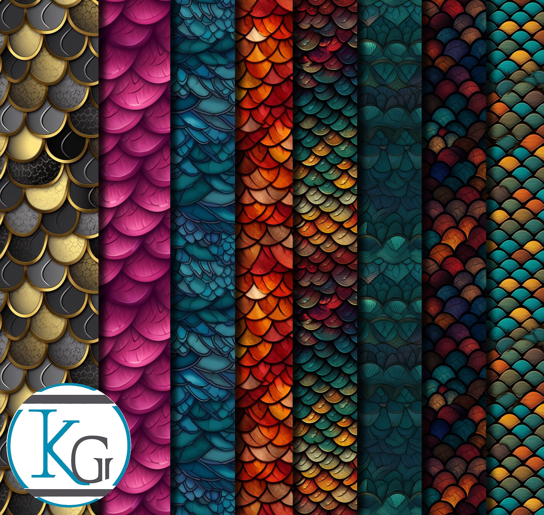Dragon Scales Designs, Seamless, Tileable, Set 1, Format JPG