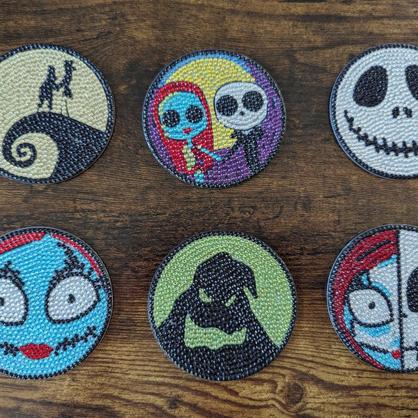 Nightmare Before Christmas Diamond Painting Coasters- Finished Set of 6