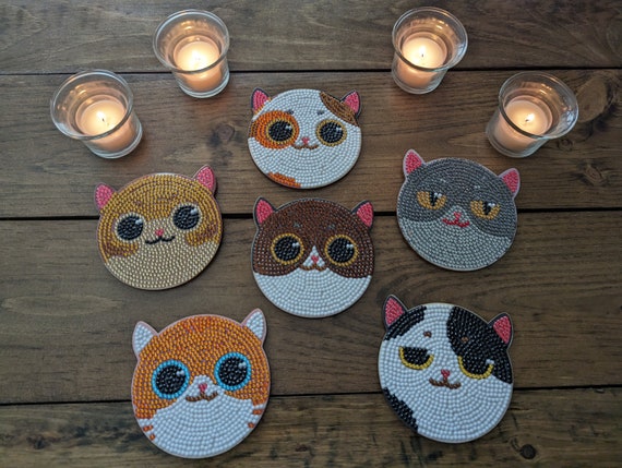 Kitty Diamond Painting Coasters 