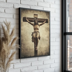 Jesus Crucifixion Canvas – Christian Religious Wall Art – Cross of Christ Home Decor