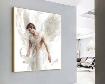 Retrato de ángel en lienzo: elegante decoración religiosa para pared