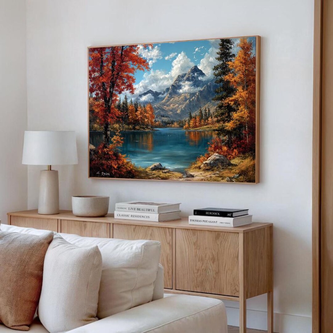 Autumn Mountain Lake Canvas Print: Tranquil Landscape Wall Art - Etsy