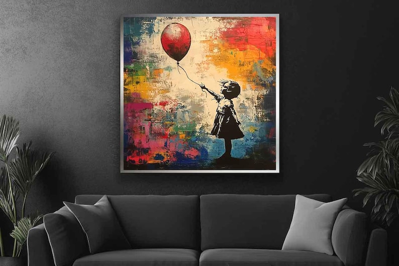 Tableau Banksy – Balloon Girl – Toile Sur Cadre Prête à Accrocher – Street Art Déco