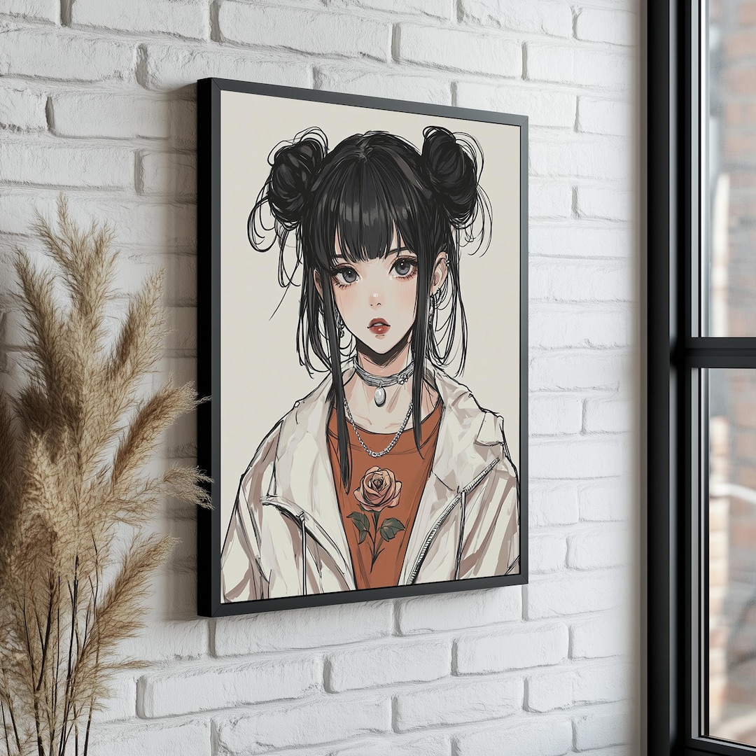 Gothic Anime Girl Canvas Print: Modern Minimalist Wall Decor - Etsy