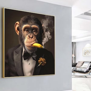 メガネをかけた猿のキャンバス – 風変わりな猿の肖像画の壁アート