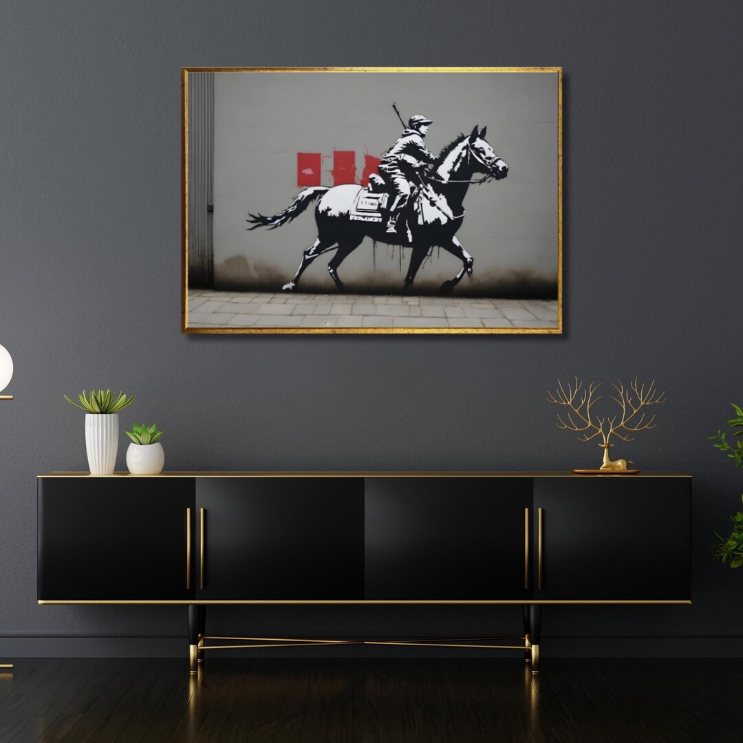 Banksy Inspired Soldier on Horse Graffiti Canvas Print Art Modern Wall ...