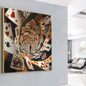 Pintura moderna sobre lienzo, decoración del hogar con naipes, decoración minimalista del hogar.