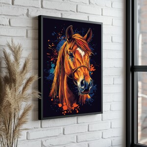 Braunes Pferd Leinwand Wandkunst: Fertig zum Aufhängen, gerahmt