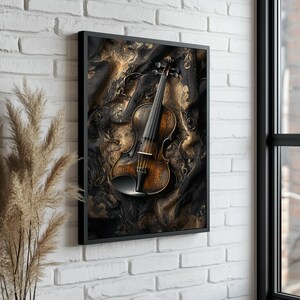 Violin Canvas Wall Art, Elegant Stylish Violin Canvas Painting, Music Wall Art Canvas, Music Room Decor, Gifts For Music Lovers
