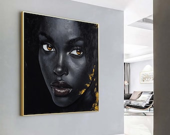 Schwarze Frau Leinwanddruck: Ethnische Wandkunst, fertig zum Aufhängen