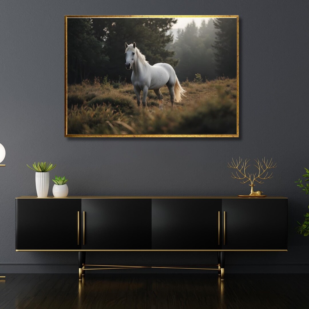 White Horse Canvas Painting: Modern Home Decor Art - Etsy
