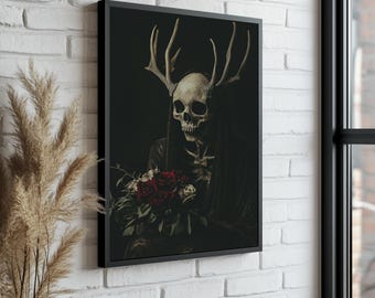 Skull with Rose Canvas – Urban Skull Wall Art – Ready to Hang