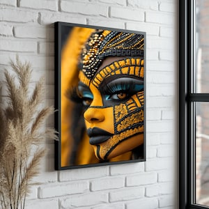 Ethnic Canvas Print, African Women Wall Art, African Woman with Painted Face Portrait, Ethnic Canvas Wall Decor, Ethnic Women, Unique Gift