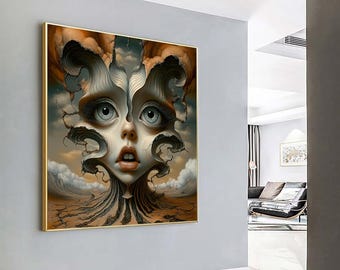 Surreal Woman Canvas Print: Modern Art Home Decor