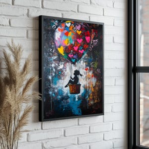 Banksy Girl with Balloon Canvas Print – Iconic Street Art Wall Decor – Modern Minimalist Graffiti Artwork