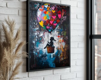 Banksy Girl with Balloon Canvas Art: Graffiti Style Home Decor